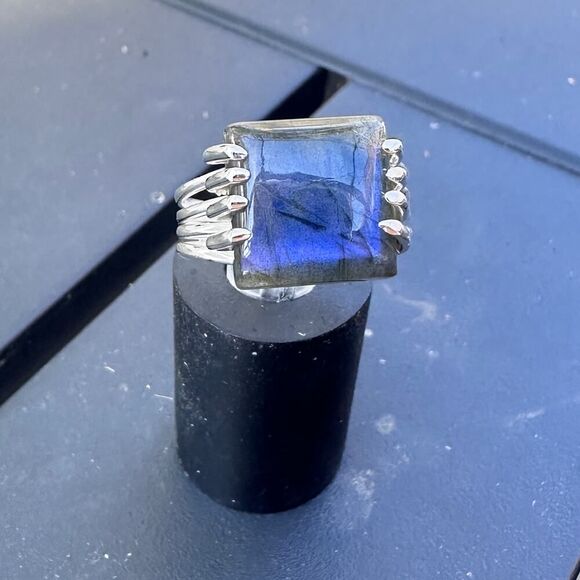 Labradorite Madagascar Sterling Silver Ring Size 8 - Picture 6 of 10